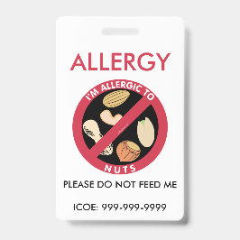 Kinder persoonlijke pinda nut allergie badge