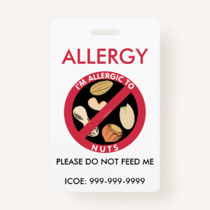 Kinder persoonlijke pinda nut allergie badge