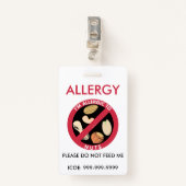 Kinder persoonlijke pinda nut allergie badge (Voorkant met clip)