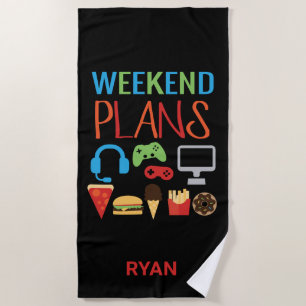 Kinder persoonlijke videogame Weekend Plans gamer Strandlaken