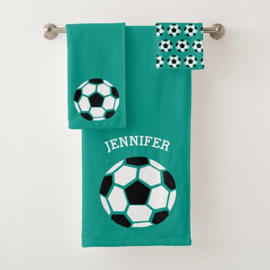 Kinder persoonlijke Voetbal sport Groen Bad Handdoek (Insitu)