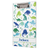Kinder persoonlijke Waterverf Dinosaur Blue Green Klembord (Links)
