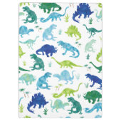 Kinder persoonlijke Waterverf Dinosaur Blue Green Klembord (Achterkant)