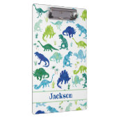 Kinder persoonlijke Waterverf Dinosaur Blue Green Klembord (Rechts)