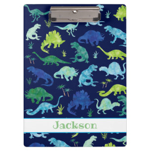 Kinder persoonlijke Waterverf Dinosaur Blue Green Klembord