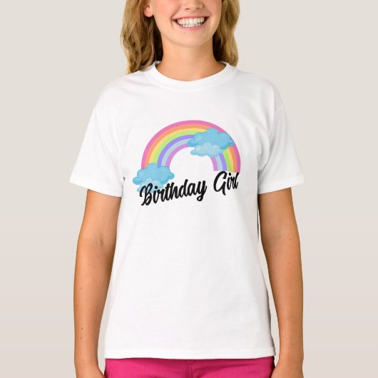 Kinder peuter T-shirt, regenboog verjaardag meisje T-shirt (Voorkant)