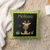 Kinder Pillow, Giraffe & bijen, groene/gele naam Kussen (Deken)