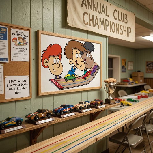 Kinder Pinewood Derby Car Race Poster