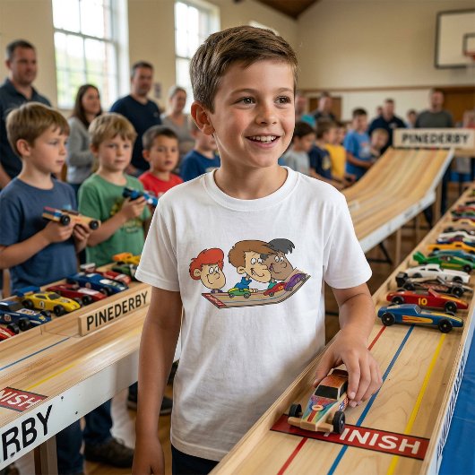 Kinder Pinewood Derby Car Race T-shirt