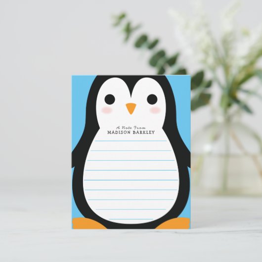 Kinder Pinguïn Cute Flat Briefpapier Kaarten (Staand voorkant)
