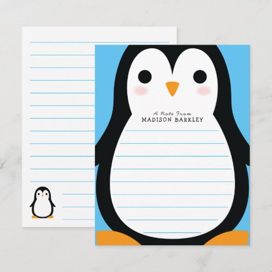 Kinder Pinguïn Cute Flat Briefpapier Kaarten (Voorkant / Achterkant)