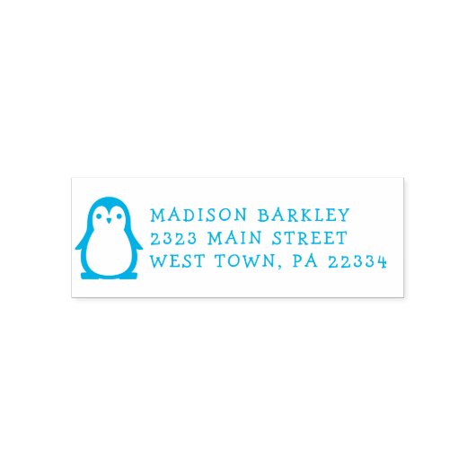 Kinder pinguïn schattig retour adres stempel (Design)