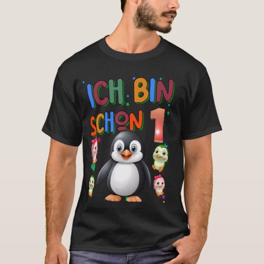 Kinder Pinguïn Verjaardag 1 Pinguïn 1e Verjaardag  T-shirt (Voorkant)