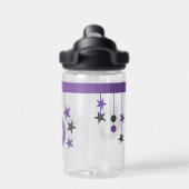 Kinder pinguïn voegt initialen sterren toe paars C Waterfles (Achterkant)