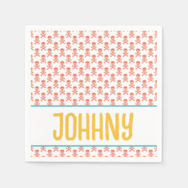 Kinder piraat kruisbeenderen NAAM Modern Oranje Fu Servet