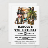 Kinder piraat thema verjaardagsschat schatkist jon kaart (Voorkant / Achterkant)