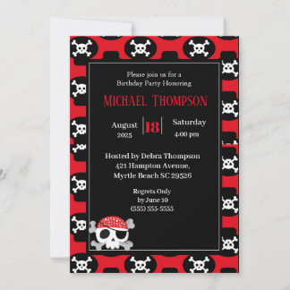 Kinder Pirate Skull Birthday-uitnodigingen Kaart