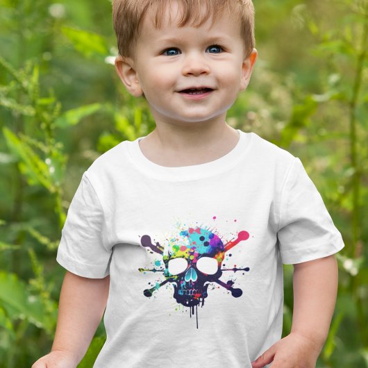 Kinder Pirate Skull & Crossbones Explosive Color T-shirt