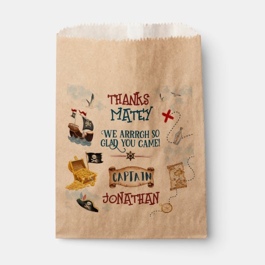 Kinder piratenpartij verjaardag dank u Favor Bedankzakje (Voorkant)