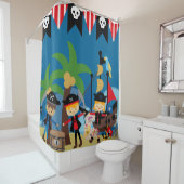 Kinder piratenschepen en piraten douchegordijn (In situ)