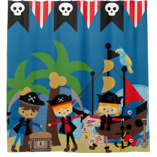 Kinder piratenschepen en piraten douchegordijn