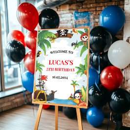 Kinder piratenschip Ahoy Matey Verjaardag Welkom Poster