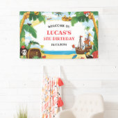 Kinder piratenschip Ahoy Matey Verjaardag Welkom Spandoek (Insitu)