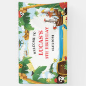 Kinder piratenschip Ahoy Matey Verjaardag Welkom Spandoek (Verticaal)