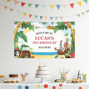 Kinder piratenschip Ahoy Matey Verjaardag Welkom Spandoek