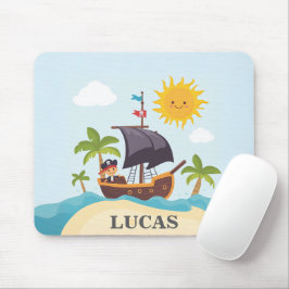 Kinder piratenschip gepersonaliseerd Ahoy Matey Muismat
