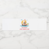 Kinder piratenschip gepersonaliseerd verjaardagsfe waterfles etiket (Enkel label)