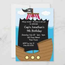 Kinder piratenschip verjaardagsfeest kaart