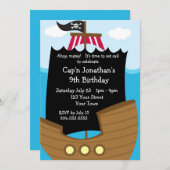 Kinder piratenschip verjaardagsfeest kaart (Voorkant / Achterkant)