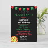 Kinder Pizza Birthday Party Kaart (Staand voorkant)