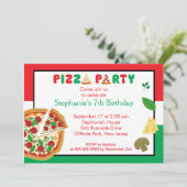 Kinder Pizza Party Birthday Party Invitation Kaart (Staand voorkant)