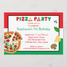 Kinder Pizza Party Birthday Party Invitation