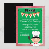 Kinder Pizza Party Birthday Party Invitation Kaart (Voorkant / Achterkant)