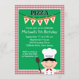 Kinder Pizza Party Birthday Party Invitation Kaart