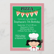 Kinder Pizza Party Birthday Party Invitation