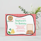 Kinder Pizza Party Birthday Party Invitation Kaart (Staand voorkant)
