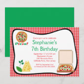 Kinder Pizza Party Birthday Party Invitation Kaart (Voorkant / Achterkant)
