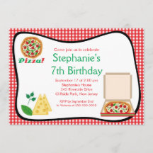 Kinder Pizza Party Birthday Party Invitation