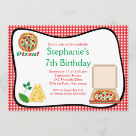 Kinder Pizza Party Birthday Party Invitation Kaart