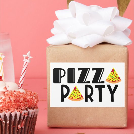 Kinder Pizza Party Favor Rechthoekige Sticker (Feest)