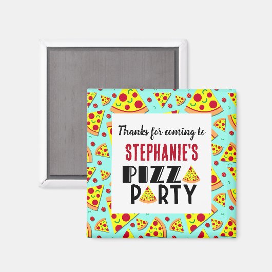 Kinder Pizza Verjaardag Bedankt Feestgunst Magneet (Voorkant / Achterkant)