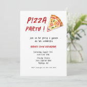 Kinder PIZZA verjaardagsfeestje Kaart (Staand voorkant)