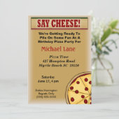 Kinder Pizza Verjaardagsuitnodiging Kaart (Staand voorkant)