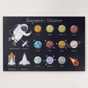 Kinder Planeten Astronaut Monogram Tekst universum Legpuzzel
