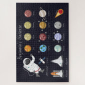 Kinder Planeten Astronaut Monogram Tekst universum Legpuzzel (Verticaal)