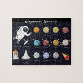 Kinder Planeten Astronaut Monogram Universum Legpuzzel